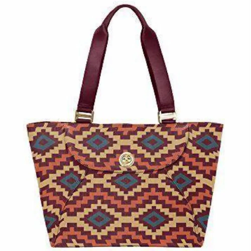 Baggallini Alberta Travel Tote Gold Hardware, Aztec Print In Berry